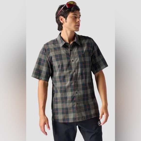 Backcountry Button-Up MTB Jersey - Men's L Gray Stripes - Picture 8 of 14